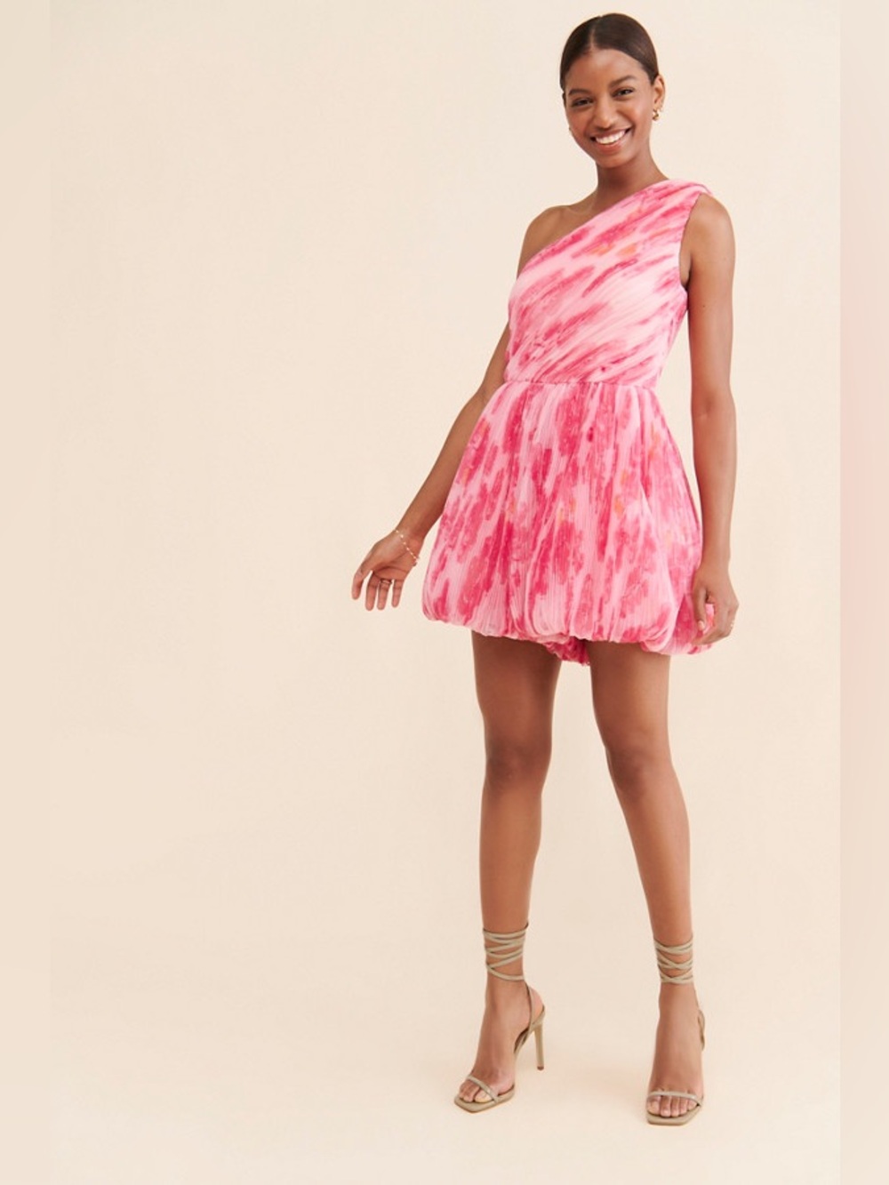 Anthropologie Hutch One-Shoulder Pink Floral Romper Sz 2